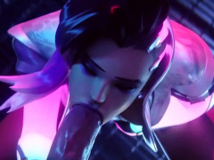 Sombra and Mercy taking big dicks in mouth and pussy