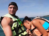 Jetski blowjob in public with Asian teen