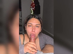 Hot POV homemade blowjob with brunette girlfriend