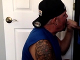 Tattooed amateur DILF blows in gloryhole