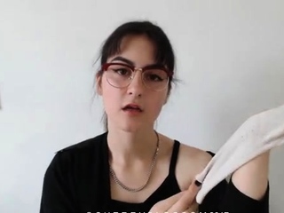 Brunette solo darling masturbating at home