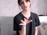 Tranny with big tits tugs on her big cock