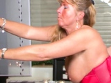 Older German wife in lingerie having kitchen sex