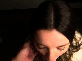 Hot POV homemade blowjob with brunette girlfriend