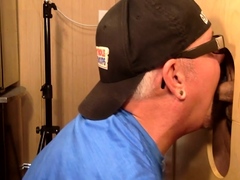 Gloryhole deepthroating auntie caught
