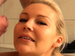 Tattooed amateur Milf home blowjob with cumshot