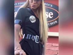 Blonde amateur teasing outdoors