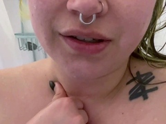 Brunette amateur babe strips off and masturbates