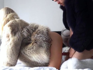Couple have sex in fur coats