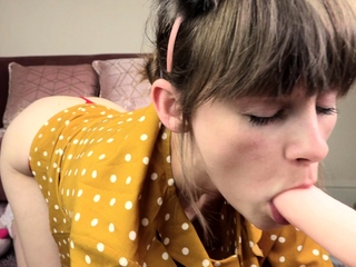 Hot amateur chick riding toy and fingering on webcam